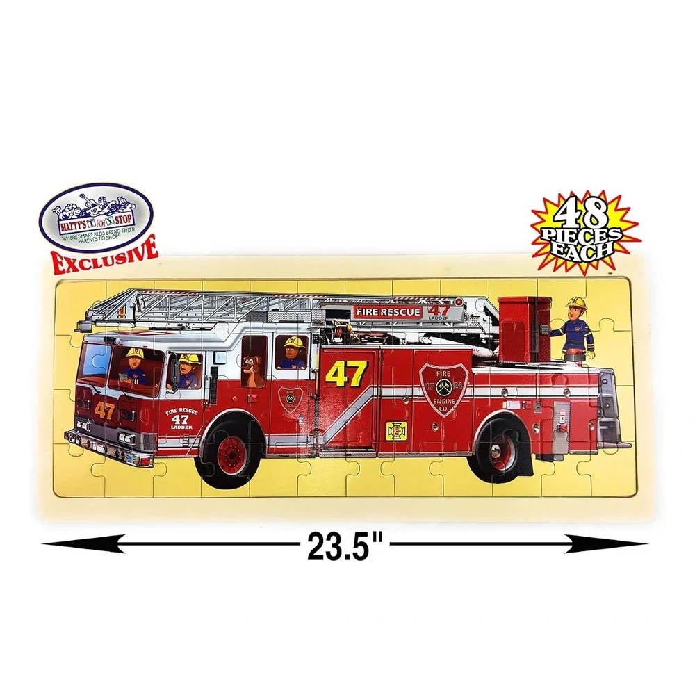Matty's Toy Stop‎ Wooden Puzzles Gift Set Bundle 3 Pack Fire Truck Train Bus